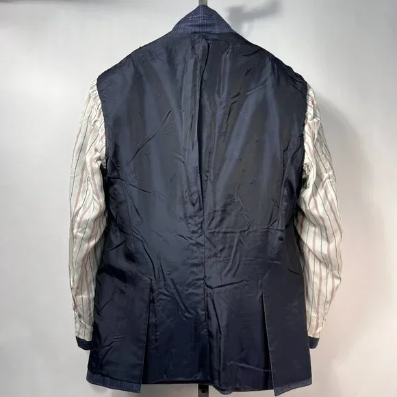 KITON 100% Cashmere Handmade in Italy Plaid Blue Sport Coat 48L - Picture 11 of 12